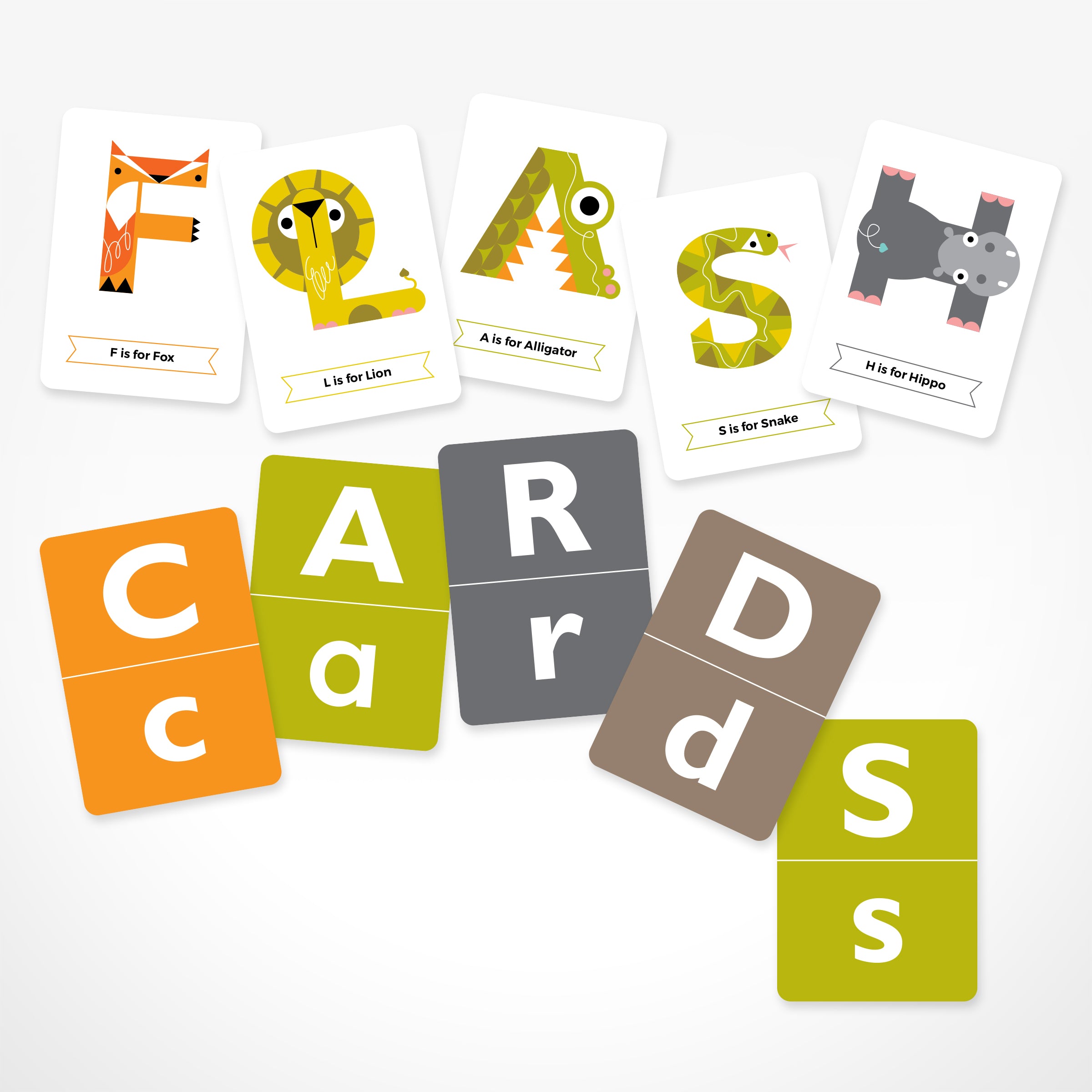 Animal Alphabet Flash Cards for Toddlers - Educational Double-sided Cards with Uppercase and Lowercase Letters, Fun Animal Illustrations