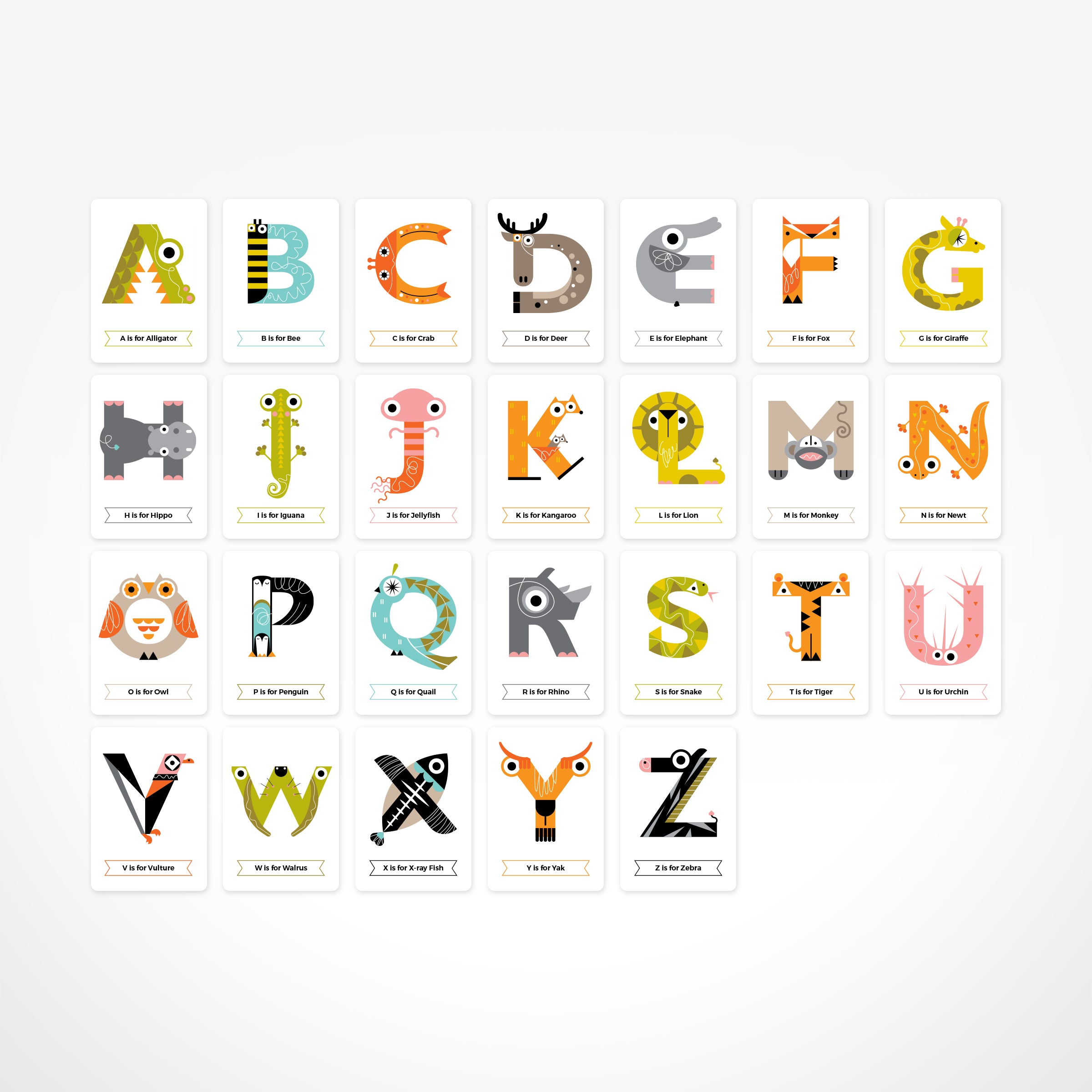 Animal Alphabet Flash Cards for Toddlers - Educational Double-sided Cards with Uppercase and Lowercase Letters, Fun Animal Illustrations